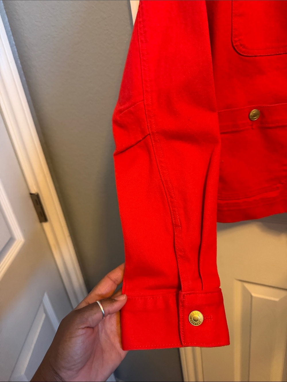Free Assembly Red Cotton Jean Jacket - Picture 8 of 11